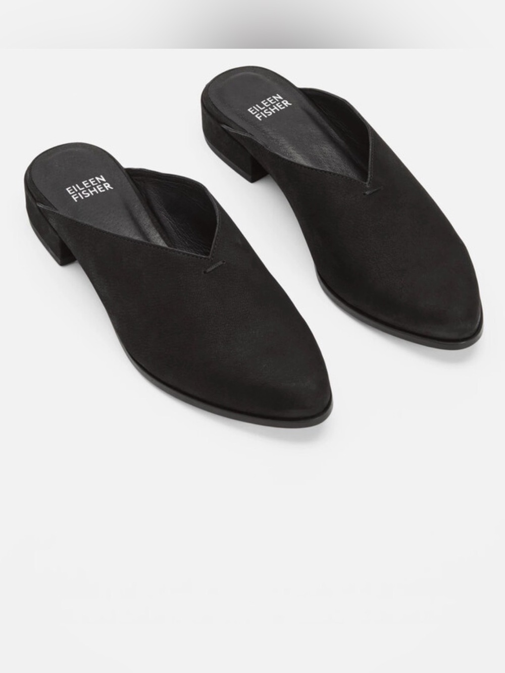 Eileen Fisher Nubuck Black Leather Mule Shoes Women’s 7.5
